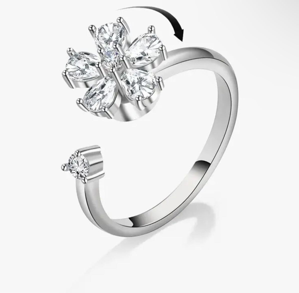 Ring - Adjustable Fidget Ring - Diamond Daisy