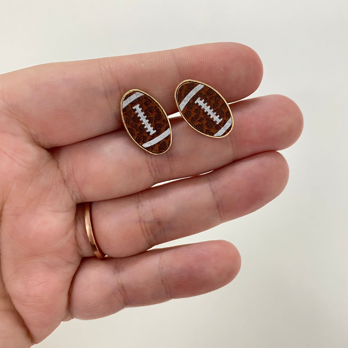Metal Stud Earrings - Football