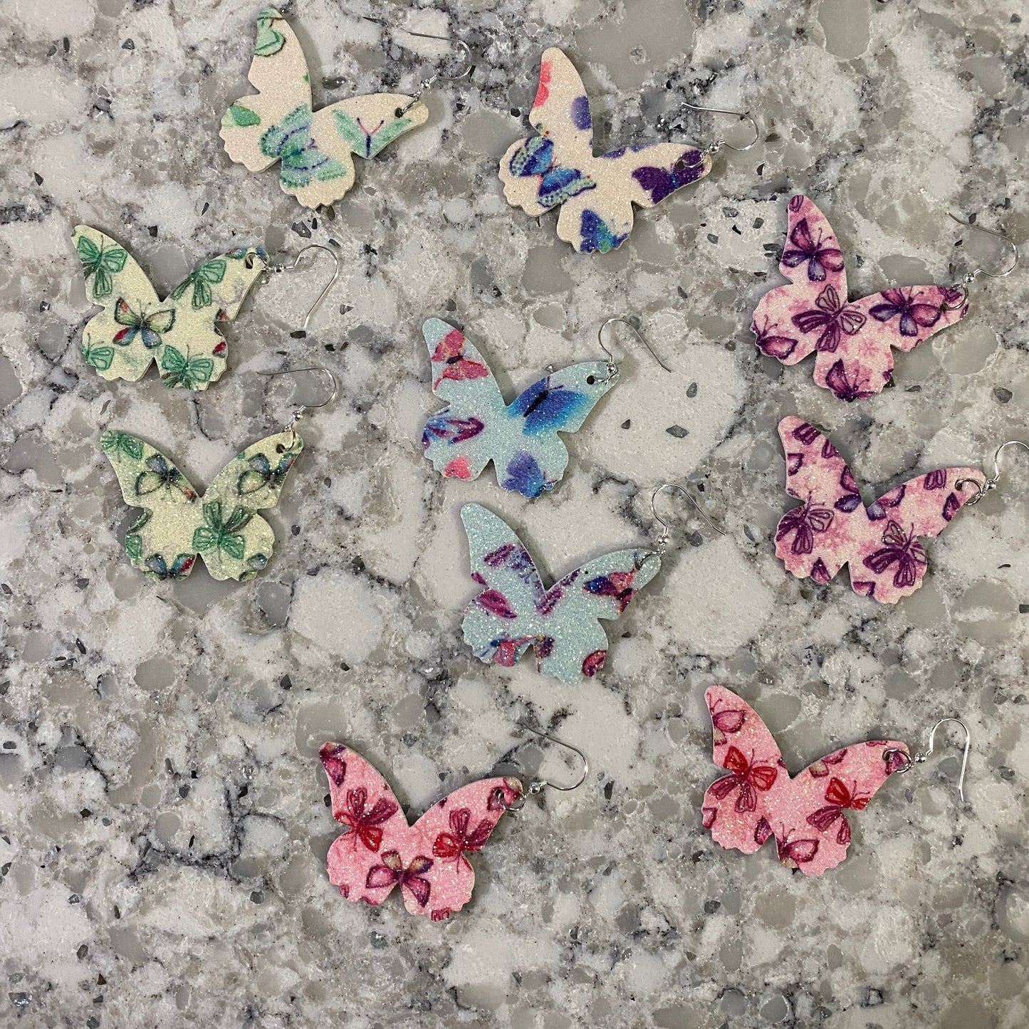 Faux Leather Earrings - Butterfly Shaped Sparkle