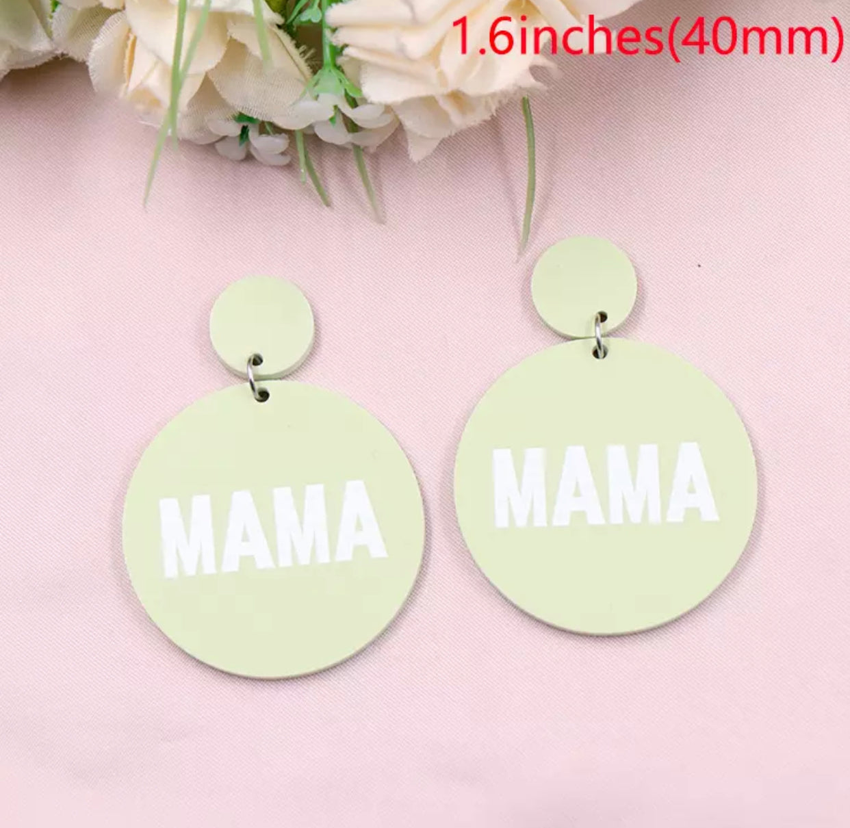 Acrylic Stud Dangle Earrings - Spring Round Mama
