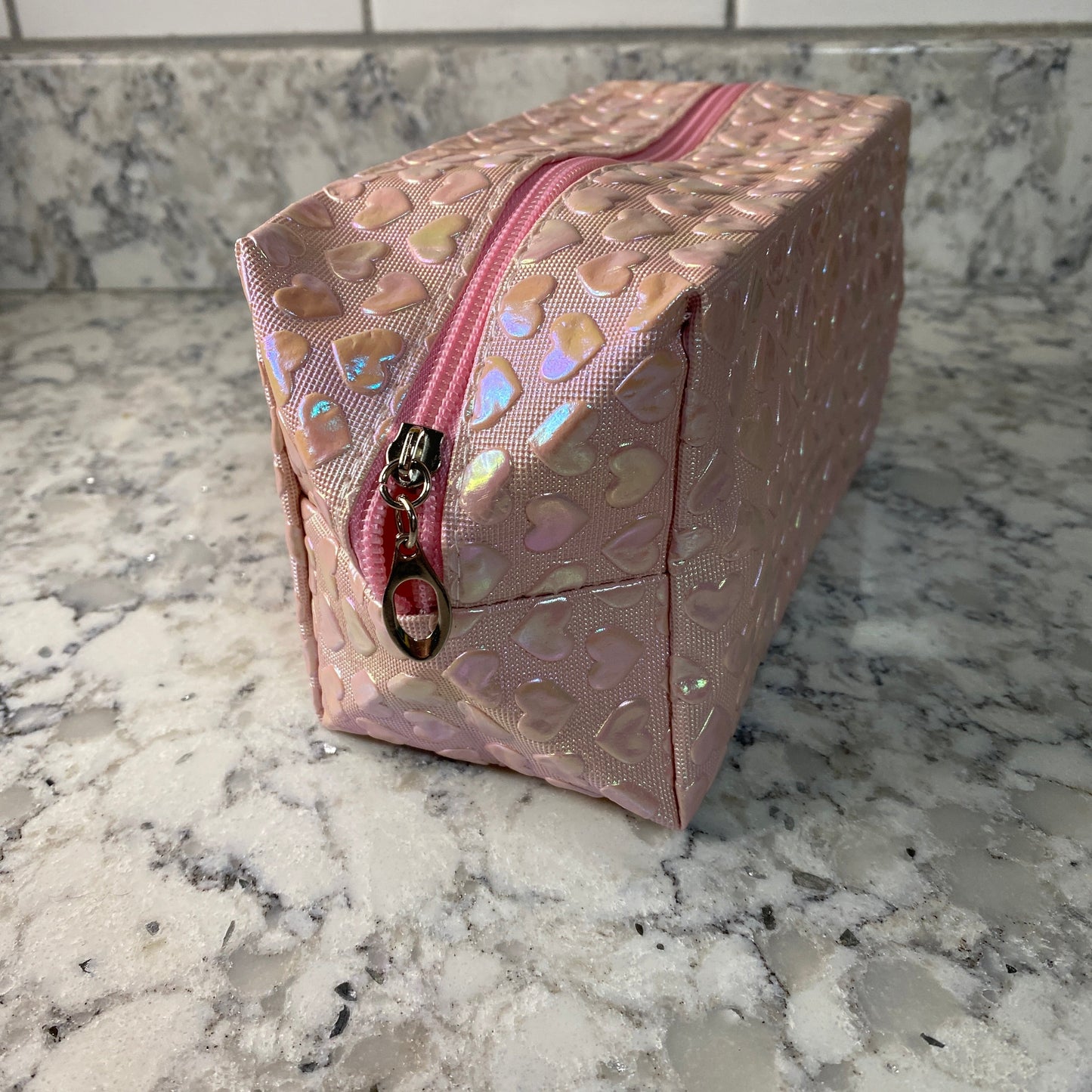Pouch - Stand Up Rectangle Zip - Holographic Heart