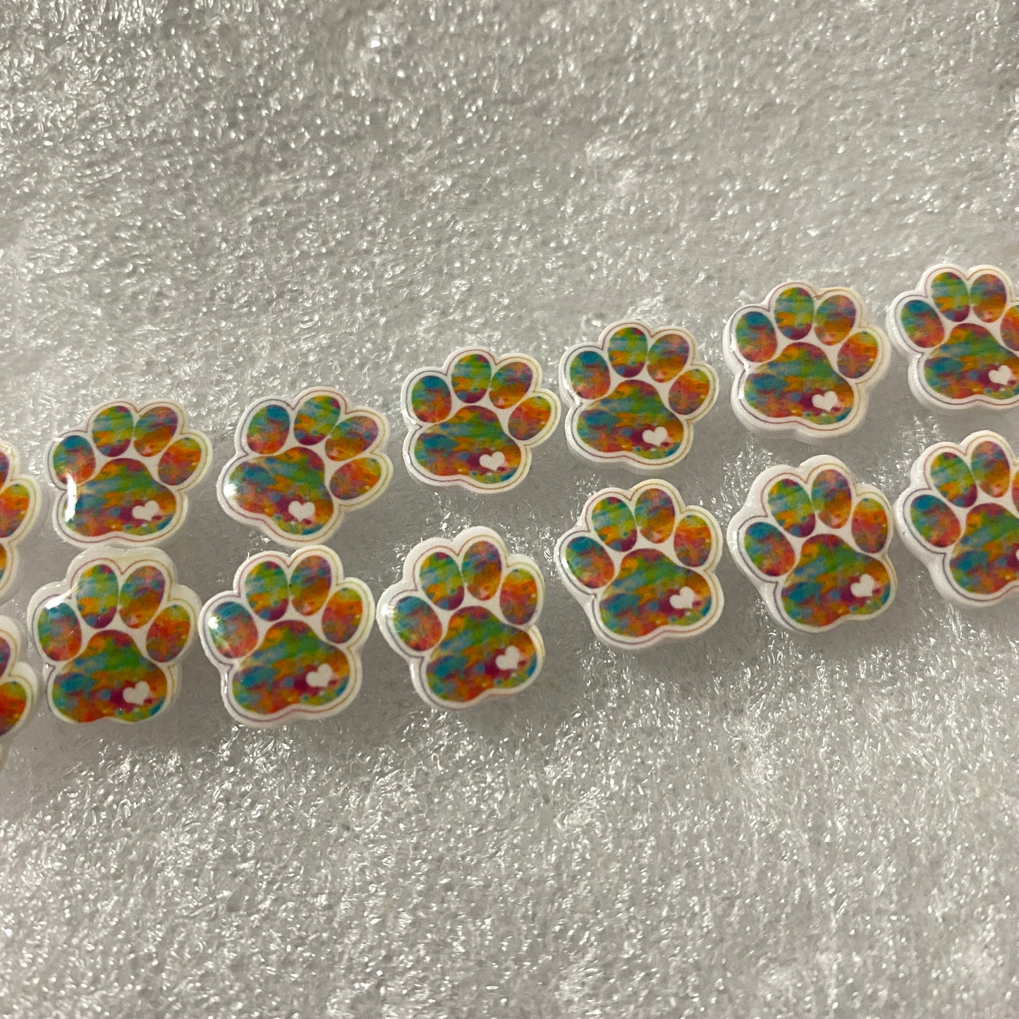 Acrylic Stud Earrings - Tie Dye Heart Paw