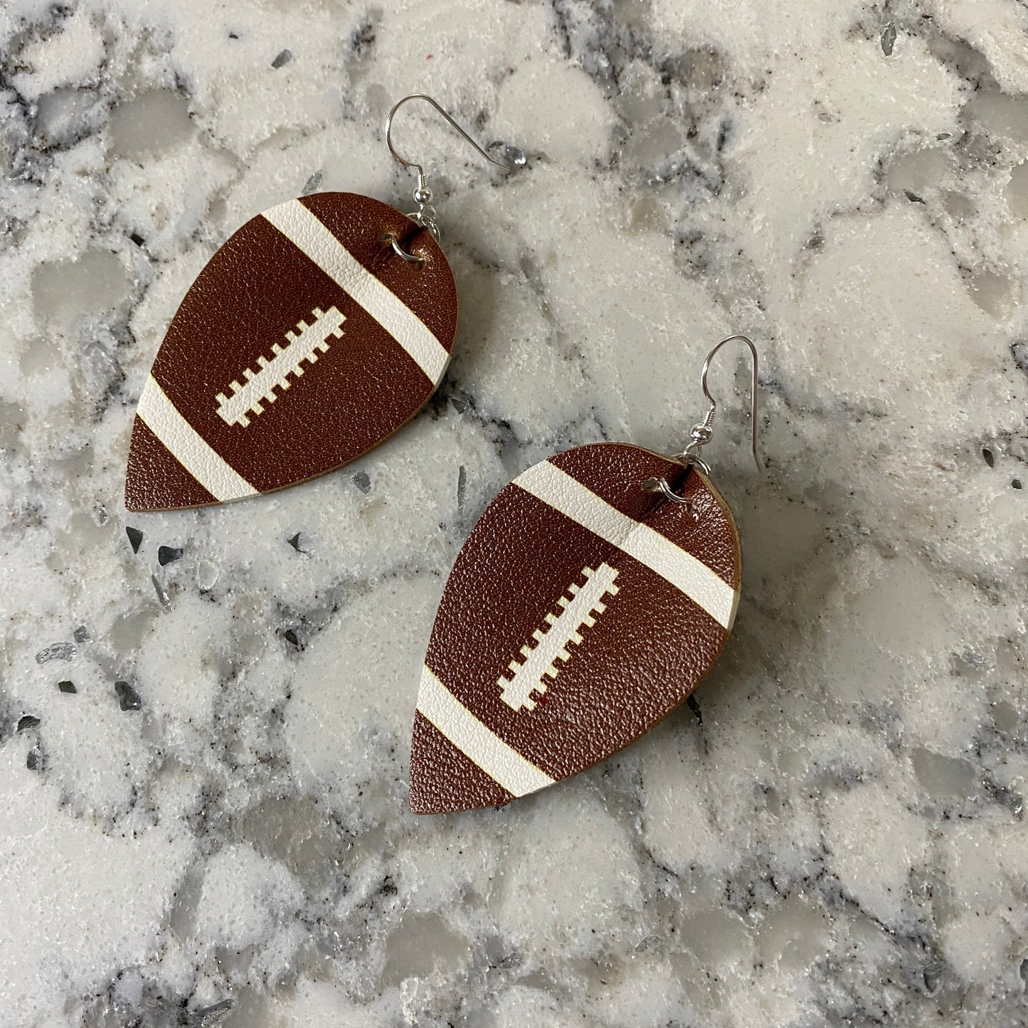 Faux Leather Earrings - Football Leaf Shape