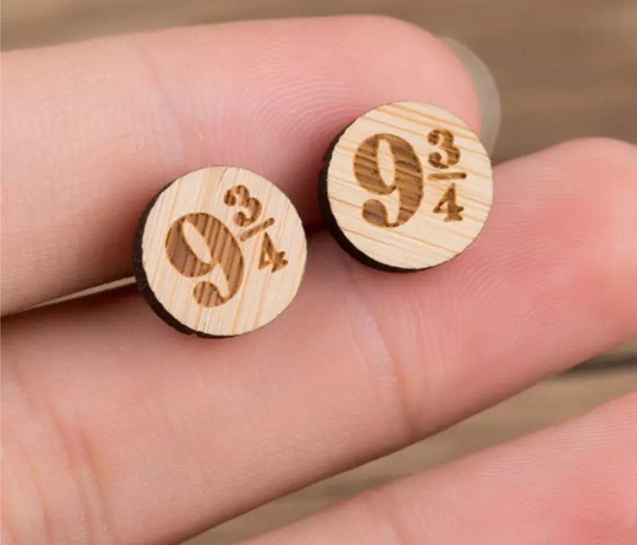 Wood Stud Earrings - 9 3/4