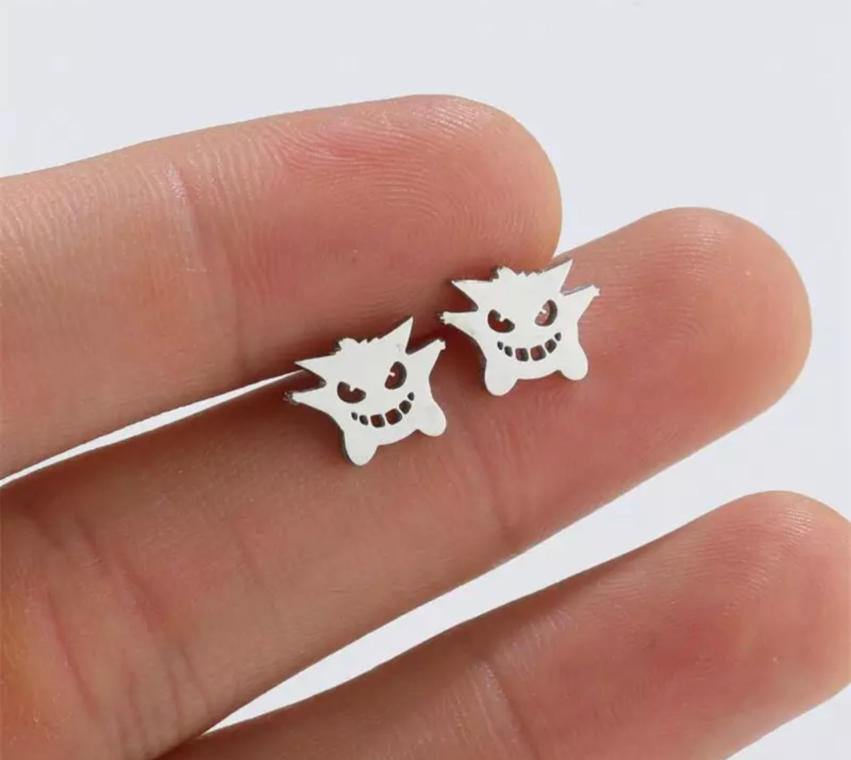 Metal Stud Earrings - Gengar Monster