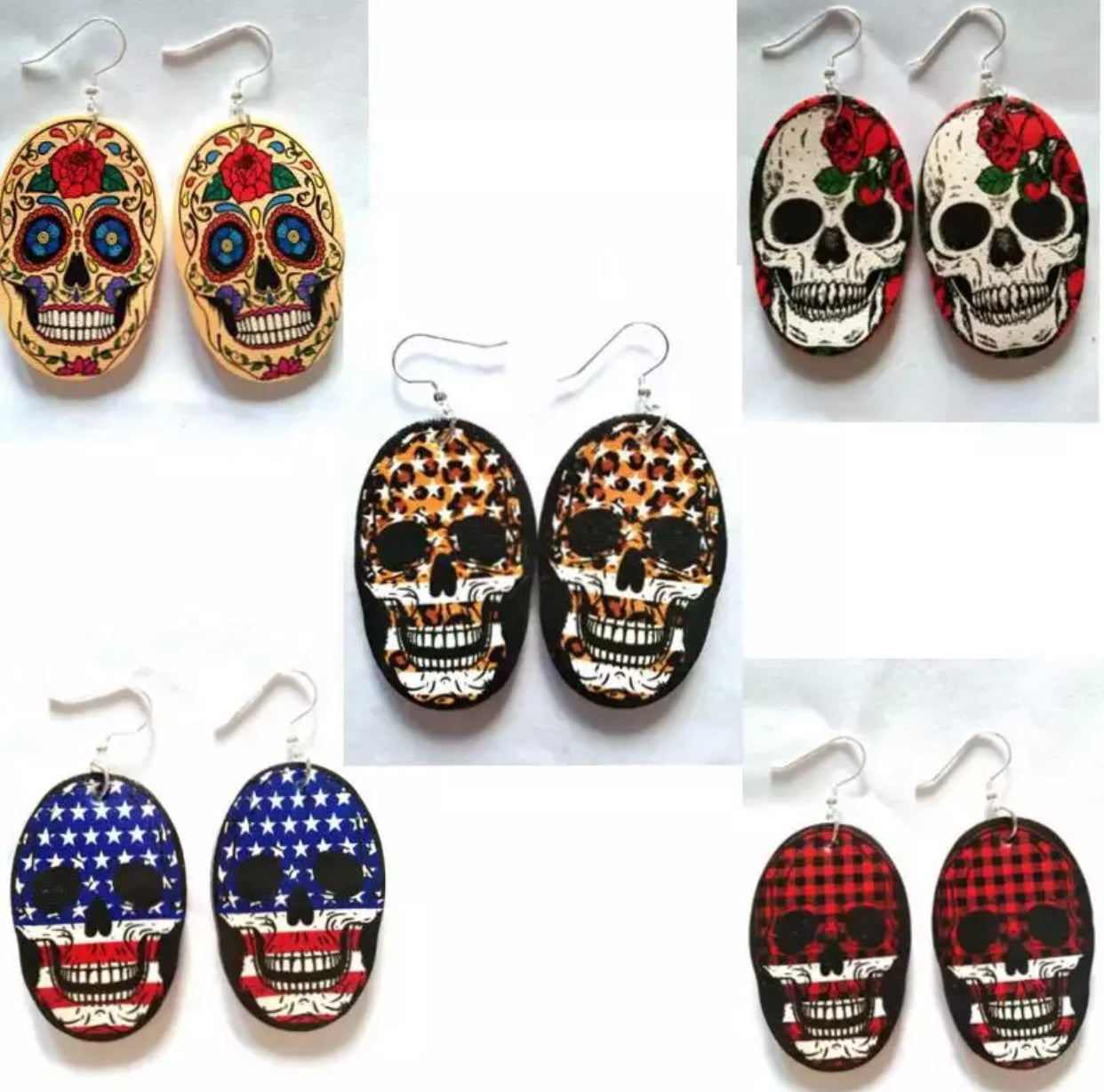 Faux Leather Earrings - Halloween Skulls