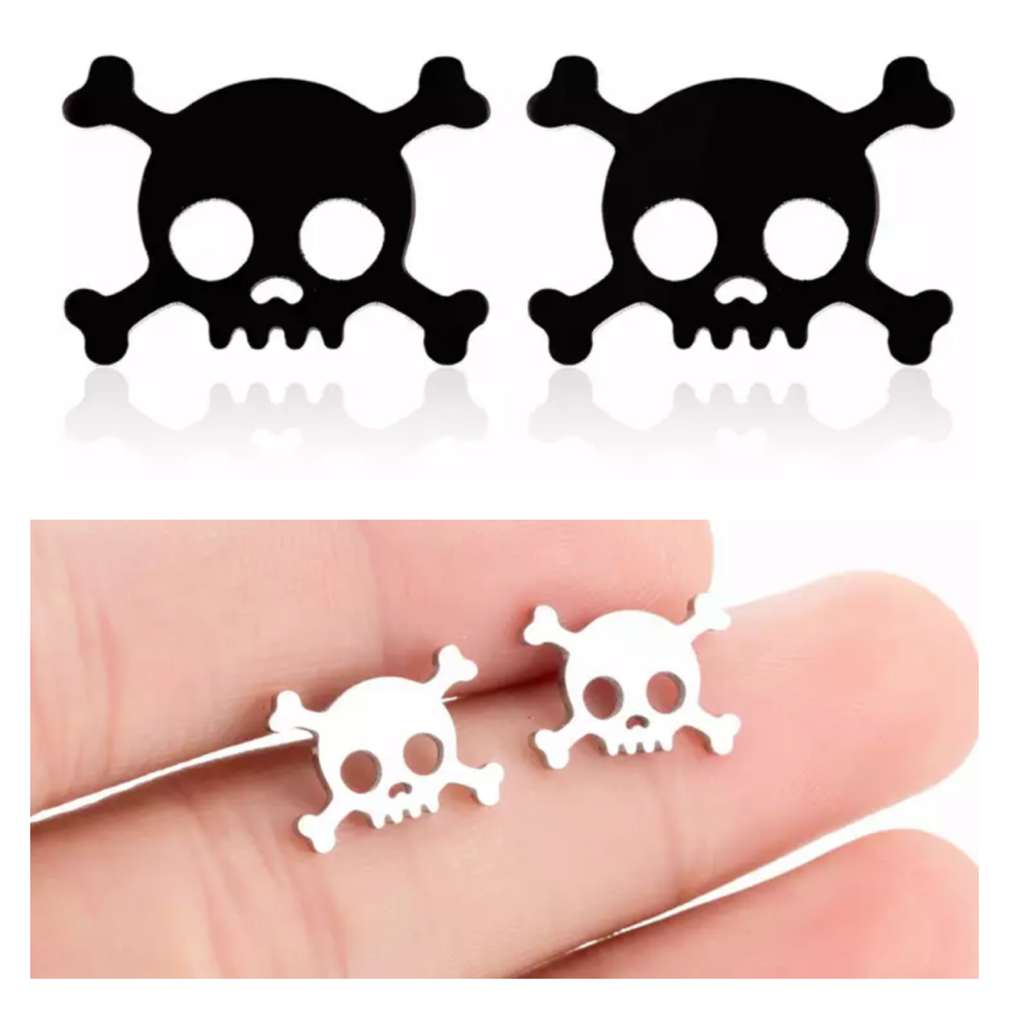 Skull Crossbones Metal Stud - Halloween