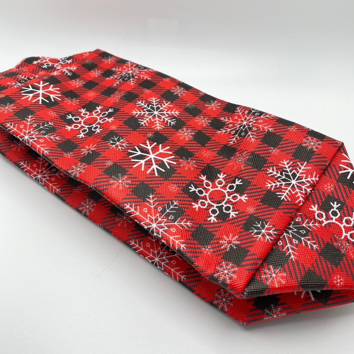 Pouch - Stand Up Rectangle Zip - Red Plaid Snowflake