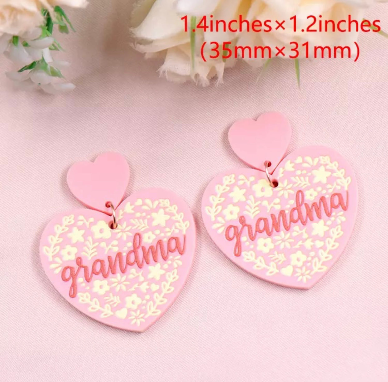 Acrylic Stud Dangle Earrings - Grandma