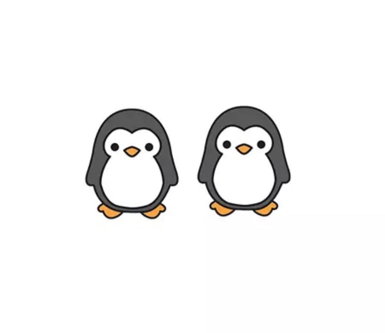 Acrylic Stud Earrings - Charcoal Penguin