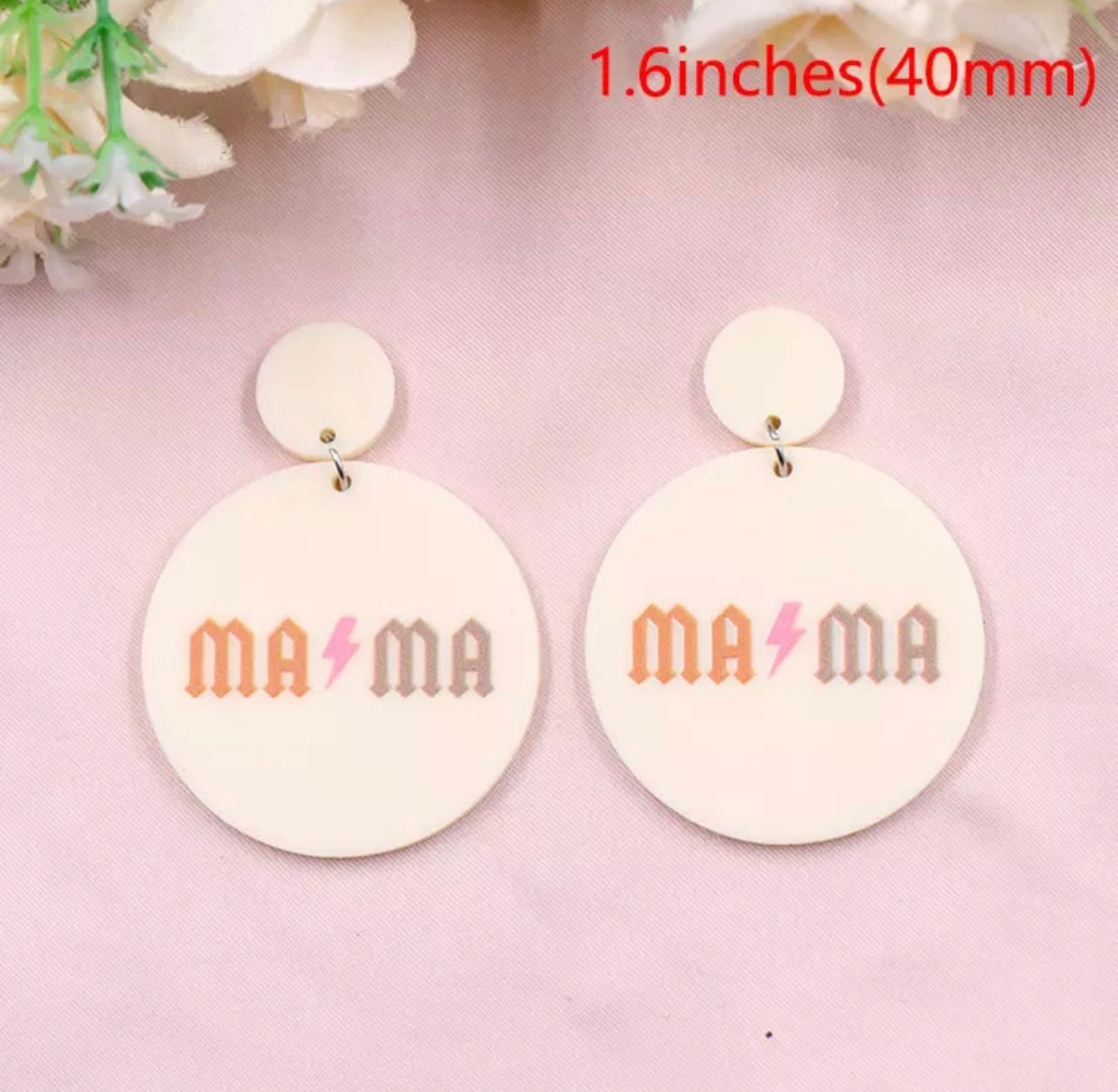 Acrylic Stud Dangle Earrings - Lightning ⚡️ Round Mama