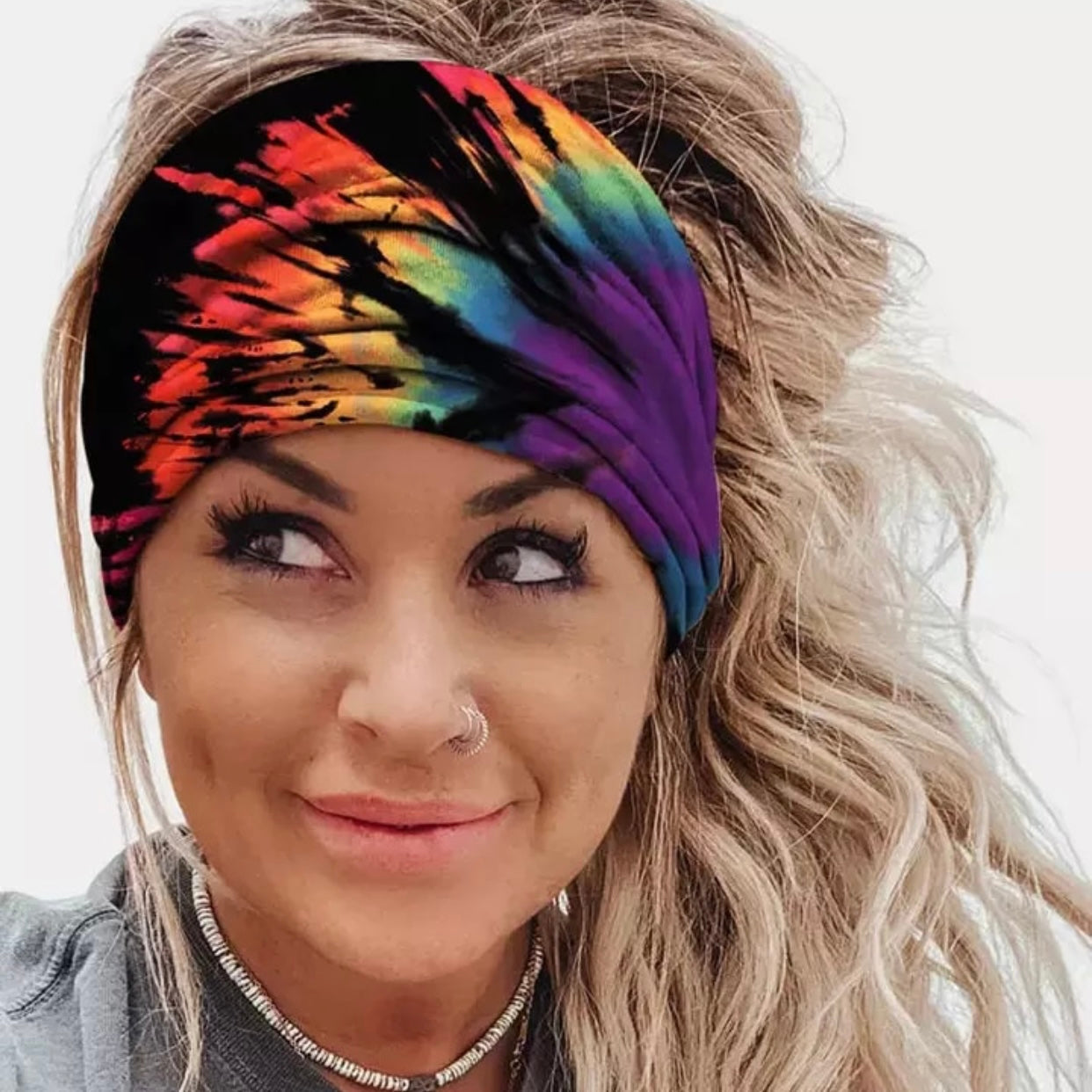 Headband - Black Rainbow Tie Dye