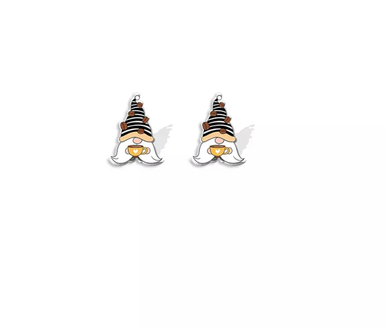 Acrylic Stud Earrings - Coffee Gnome