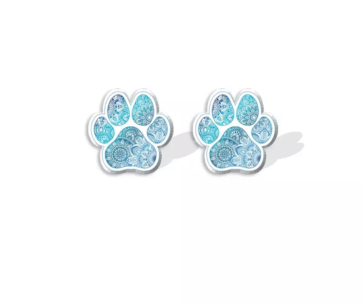 Acrylic Stud Earrings - Mandala Paw