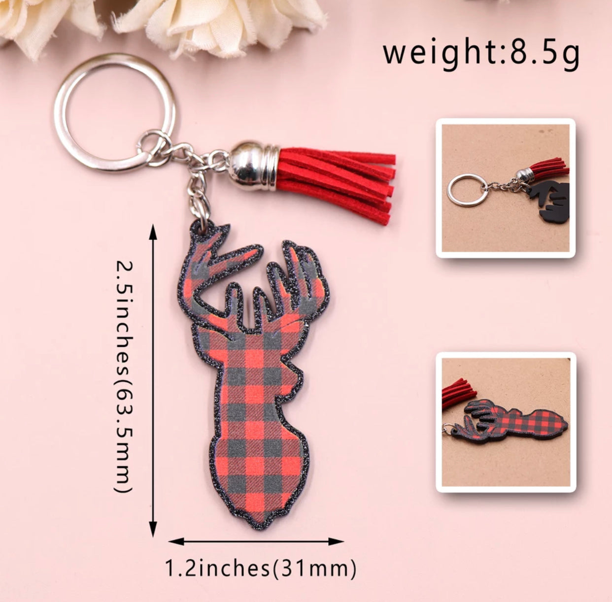 Keychain - Plaid Deer