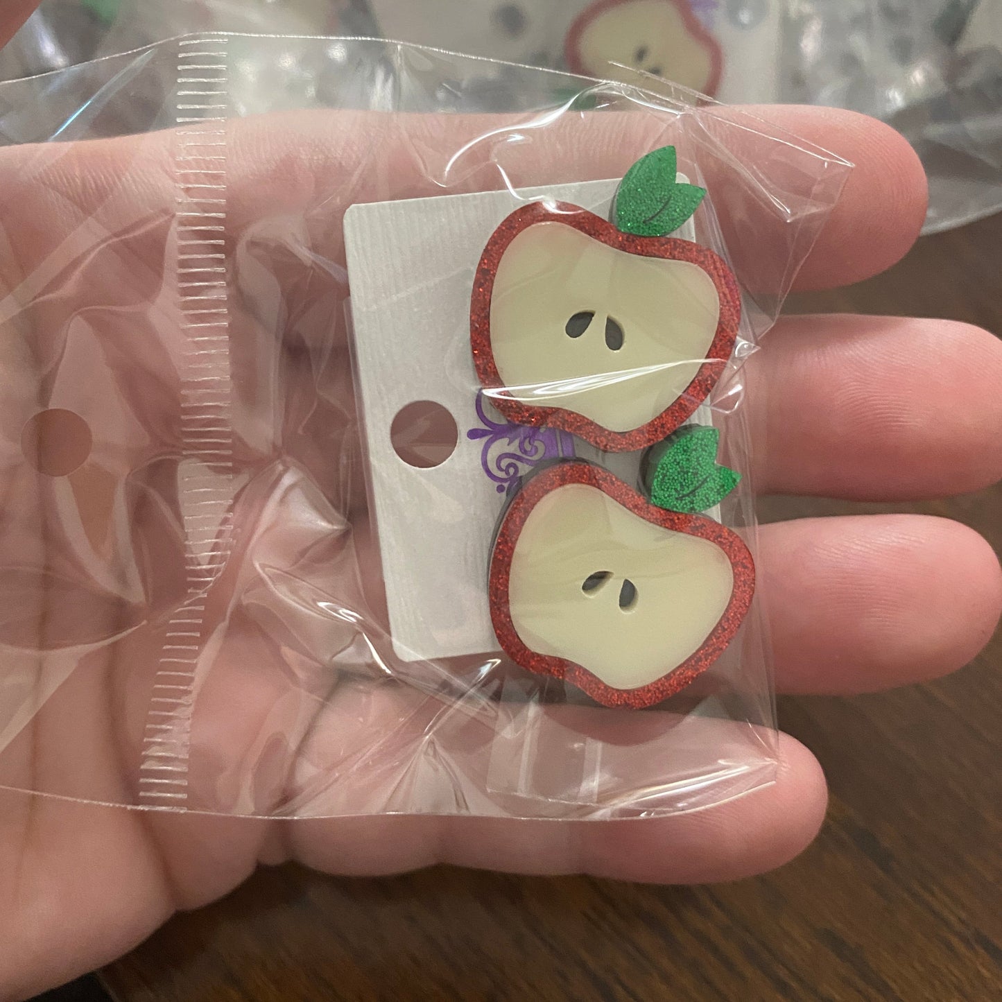 Acrylic Stud Earrings - Apple