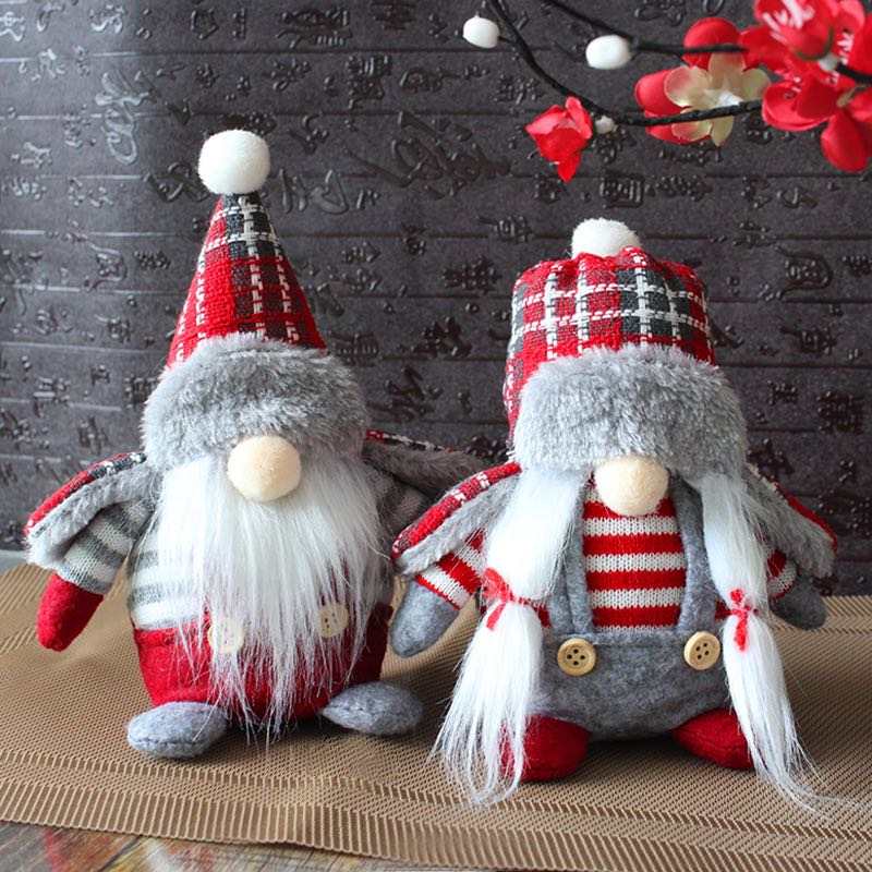Gnome - Holiday D - Grey Plaid Overalls