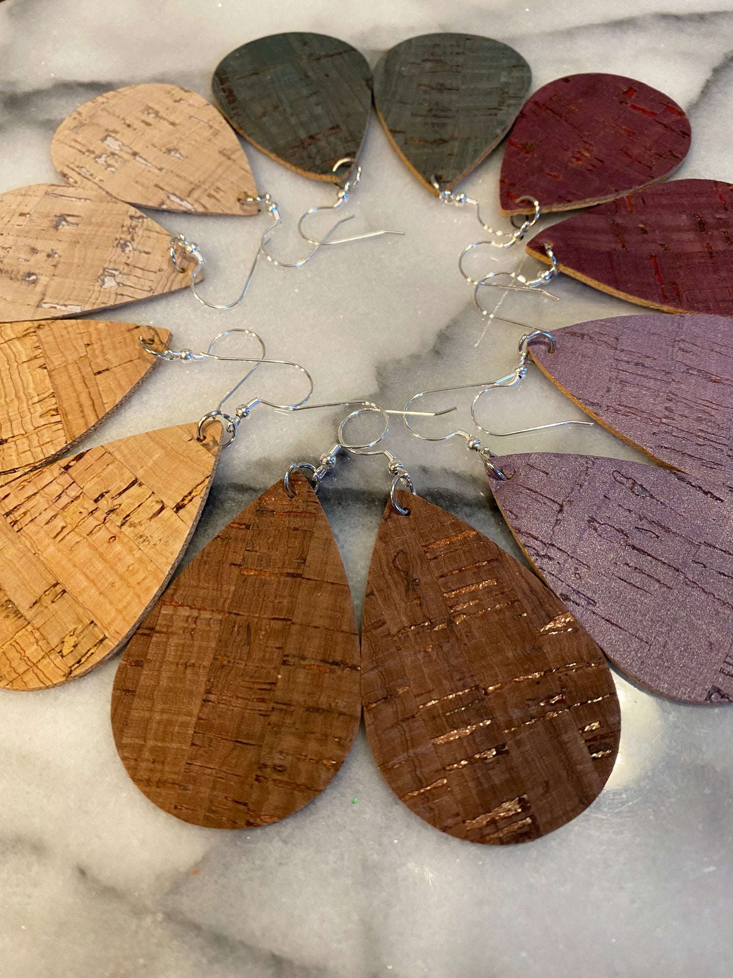 Faux Leather Cork Earrings - Color