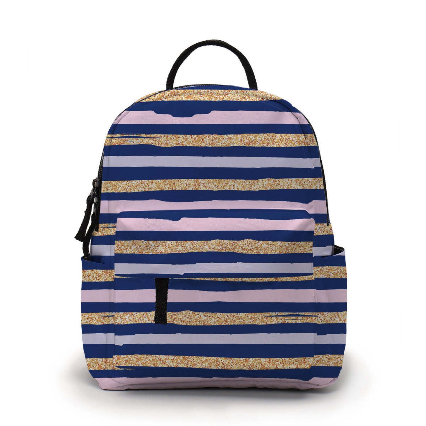 Mini Backpack - Navy Pink Gold Stripe