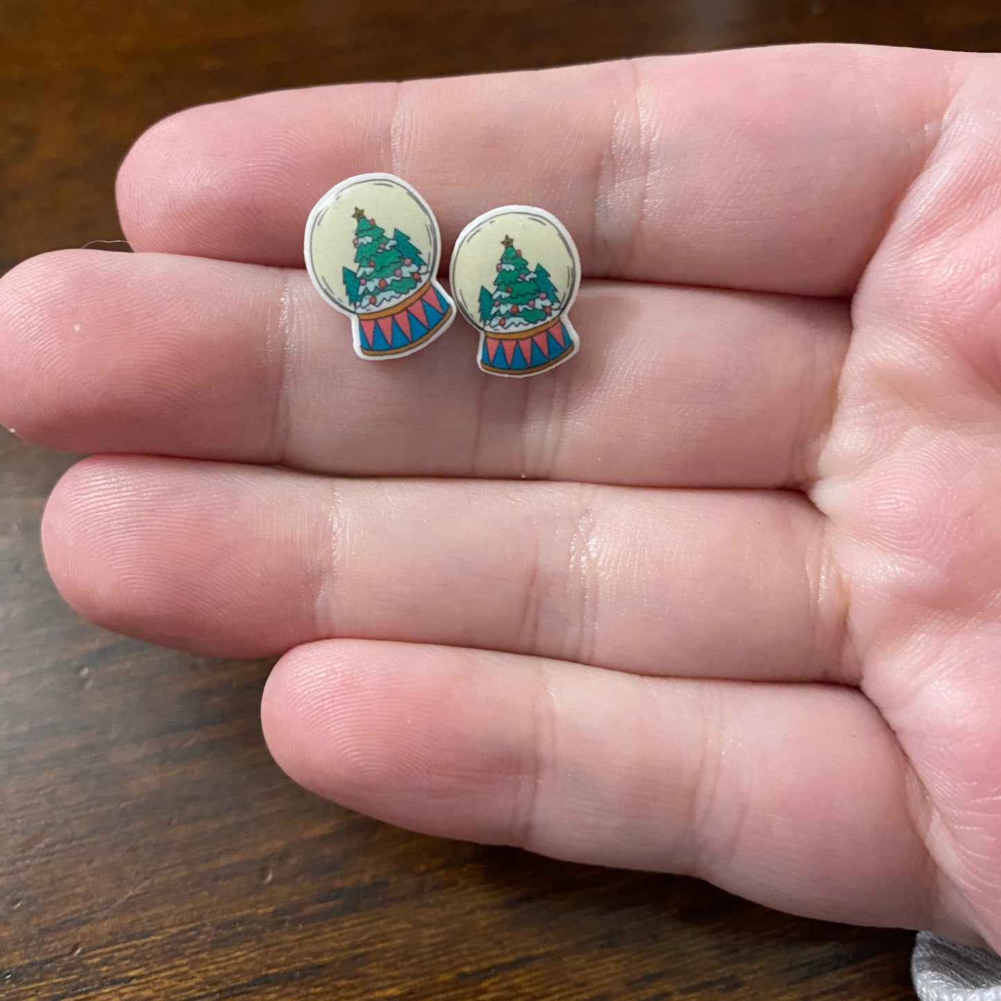 Acrylic Stud Earrings - Snowglobe