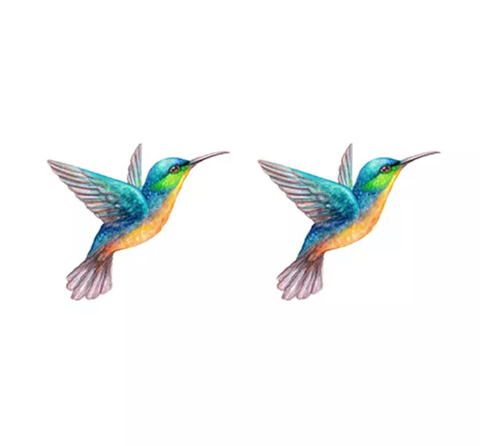Acrylic Stud Earrings - Hummingbird