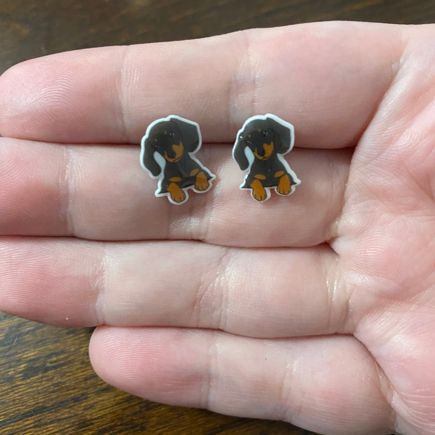 Acrylic Stud Earrings - Dachshund Puppy Dog