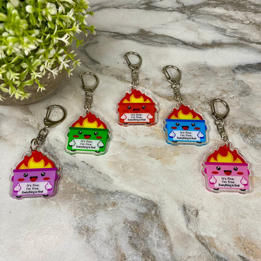 Keychain - Clear Dumpster Fire Mix