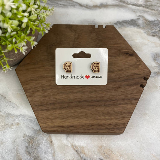 Wooden Stud Earrings - Mug #3
