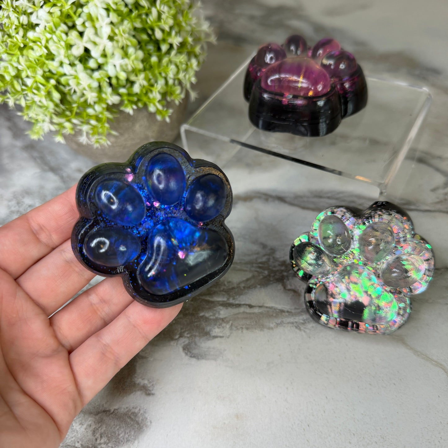 Squishy Toy - Paw Print, Galaxy Glitter