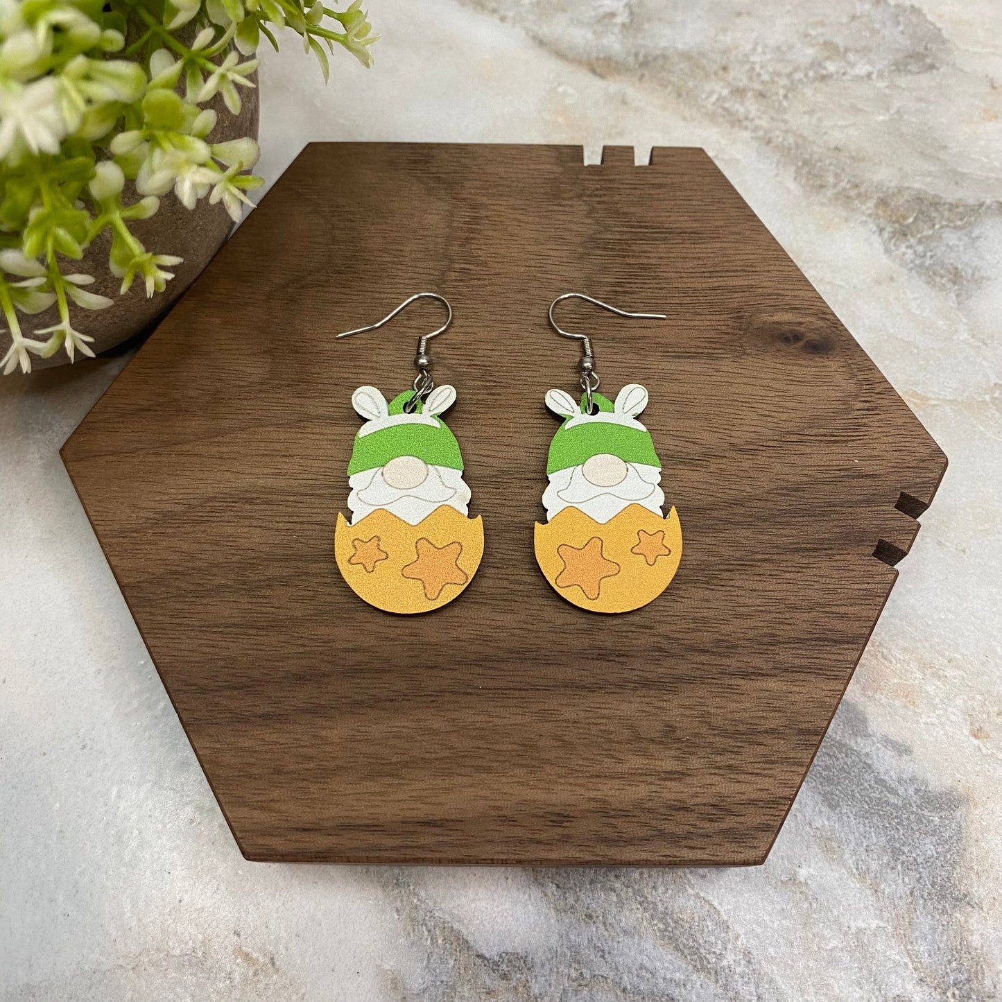 Wood Dangle Earring - Easter - #4