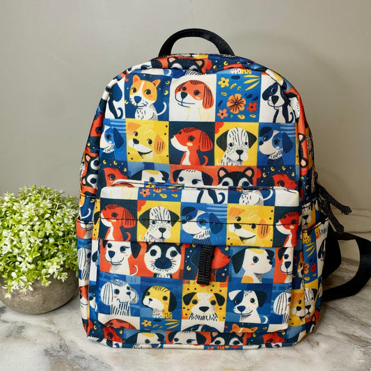 Mini Backpack - Dog Squares