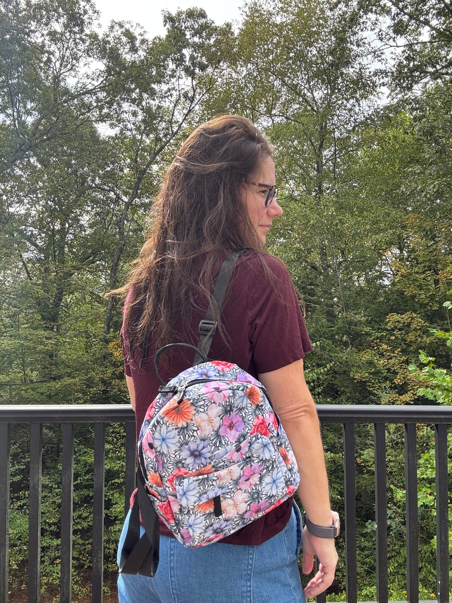 Mini Backpack - Floral Black & White