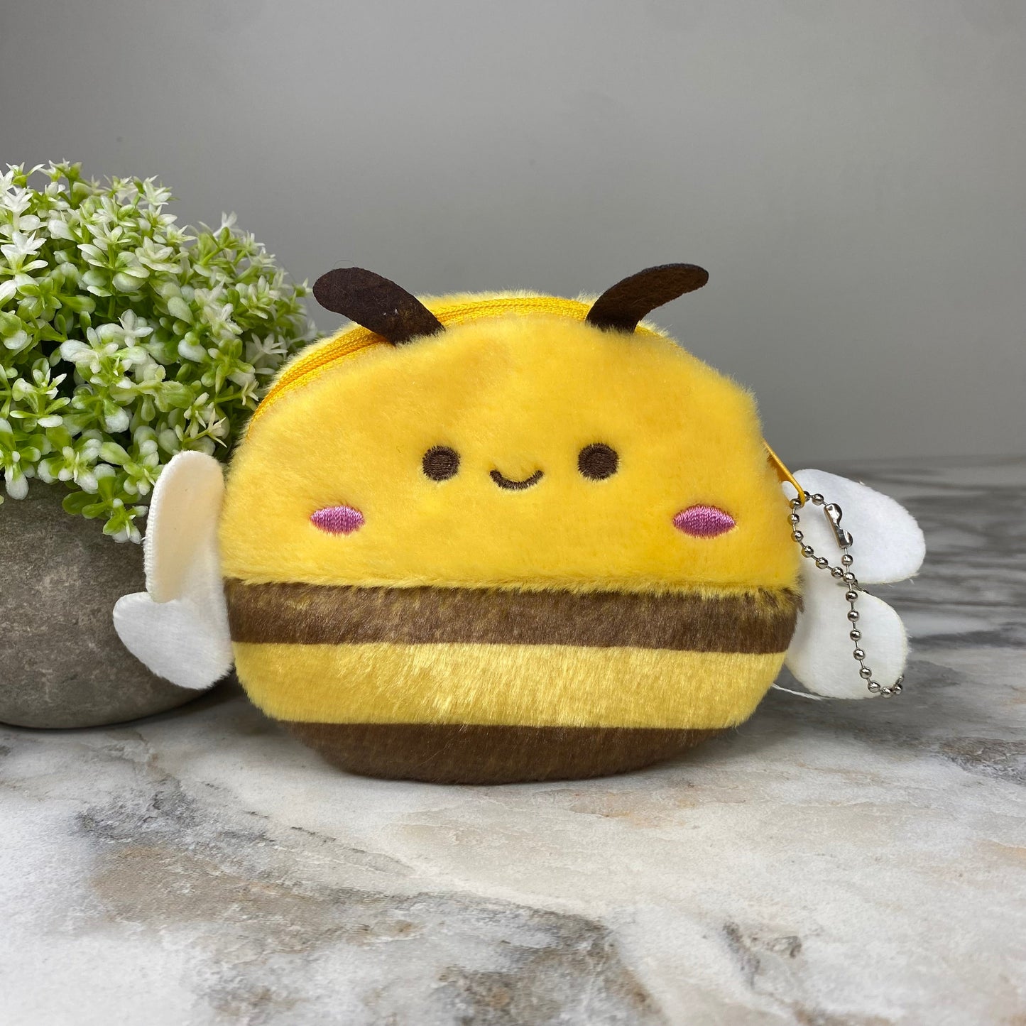 Coin Pouch Keychain - Velour - Bee