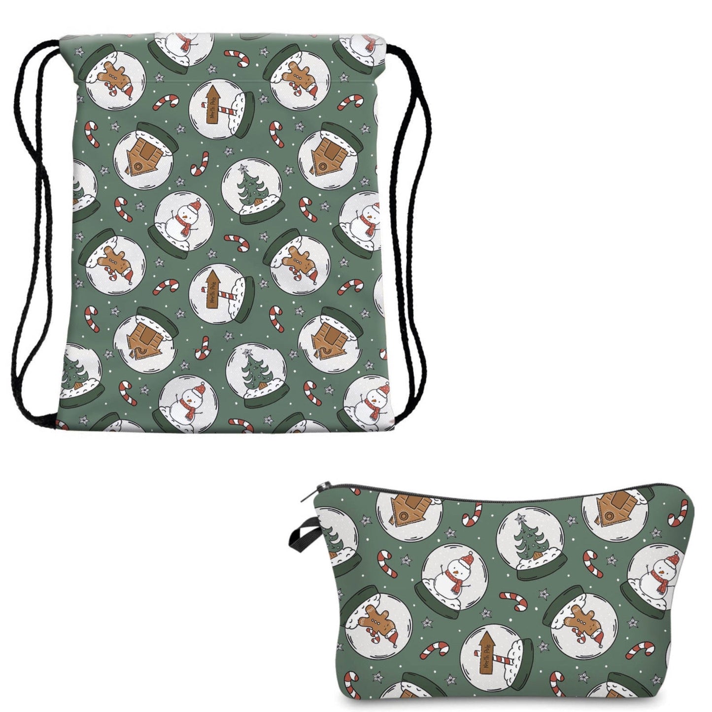 Drawstring & Pouch Holiday Set - Snowglobe