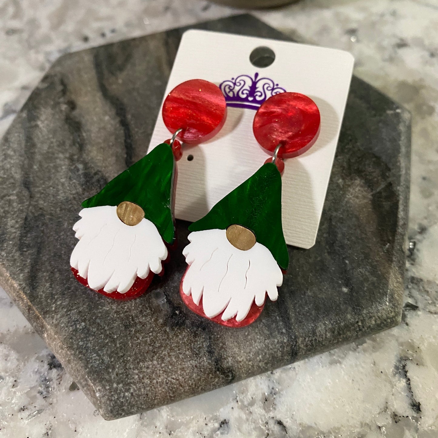 Acrylic Stud Dangle Earrings - Gnome