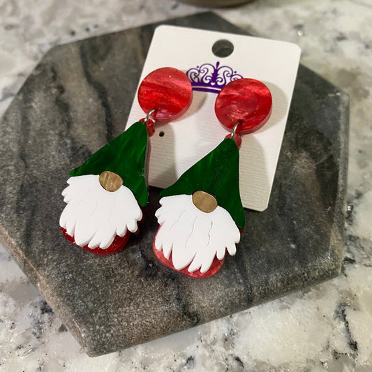 Acrylic Stud Dangle Earrings - Gnome
