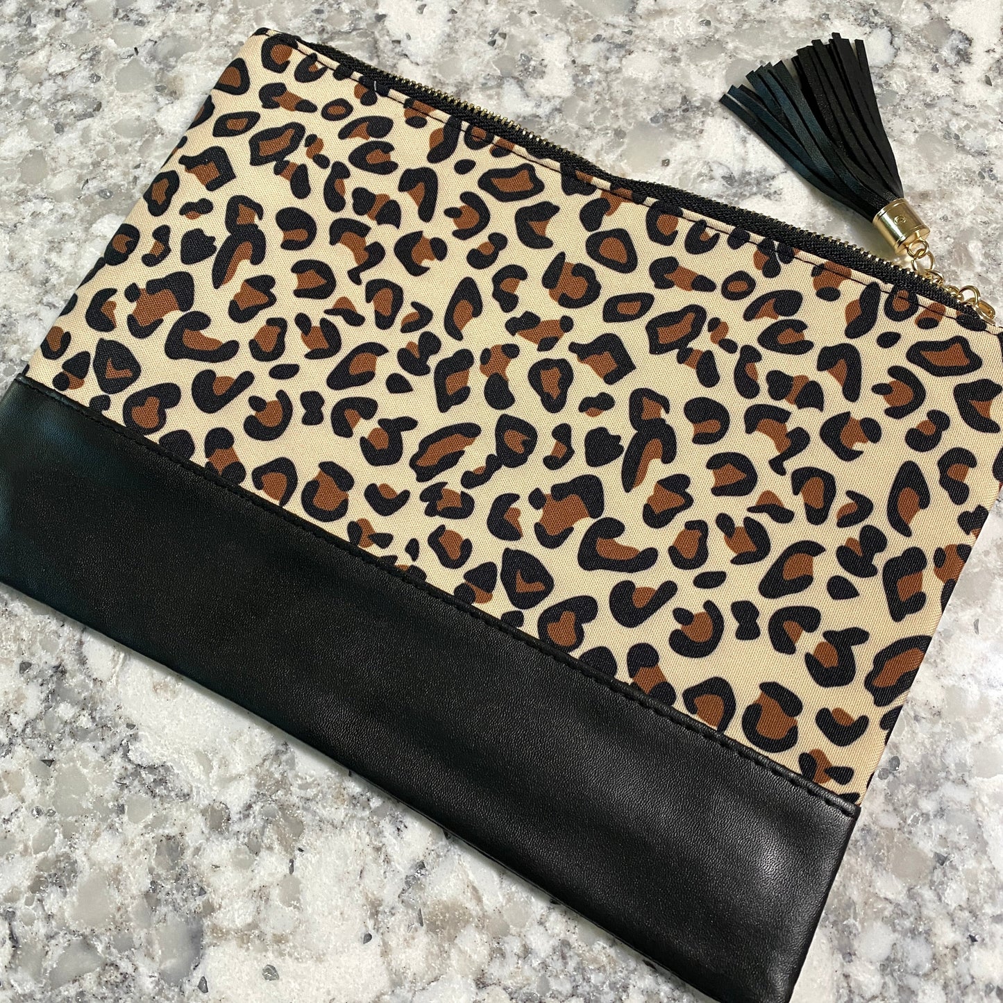 Clutch - Oversized Faux Leather & Canvas
