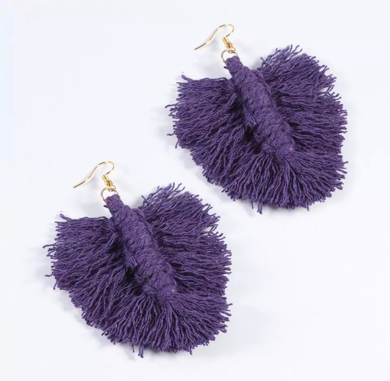Macrame Earrings - Feather Fuzzy Smaller