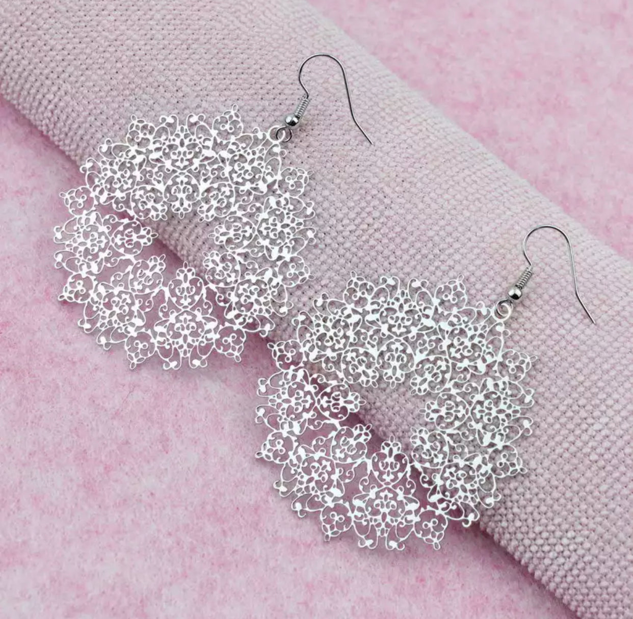 Metal Cutout Dangles - Snowflake Filagree Lace