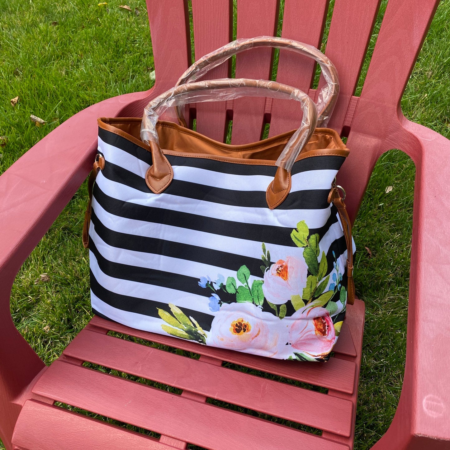 The Oversized Carryall Bag - Floral Stripe