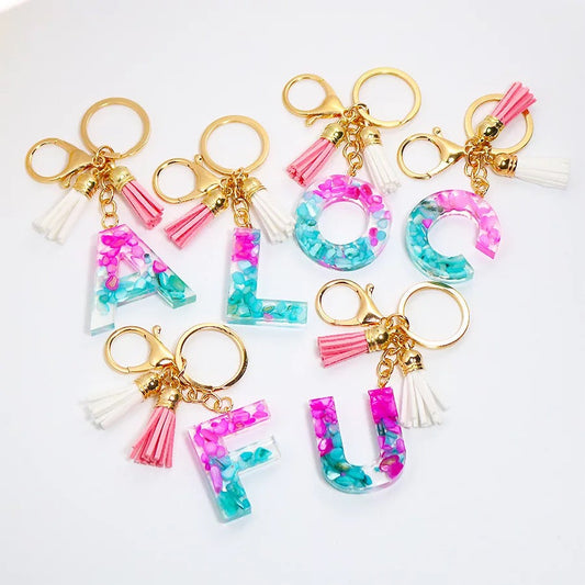 Letter Keychain - Blue & Pink
