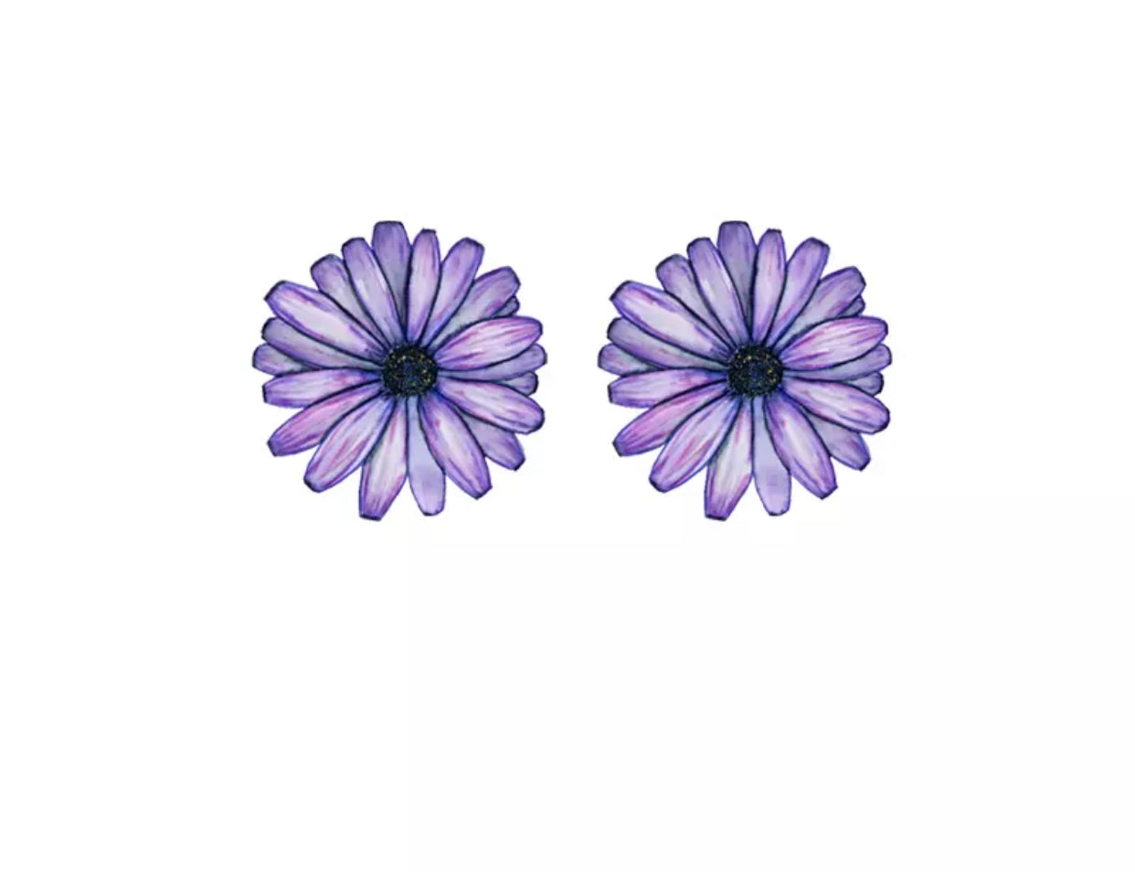 Acrylic Stud Earrings - Purple Daisy