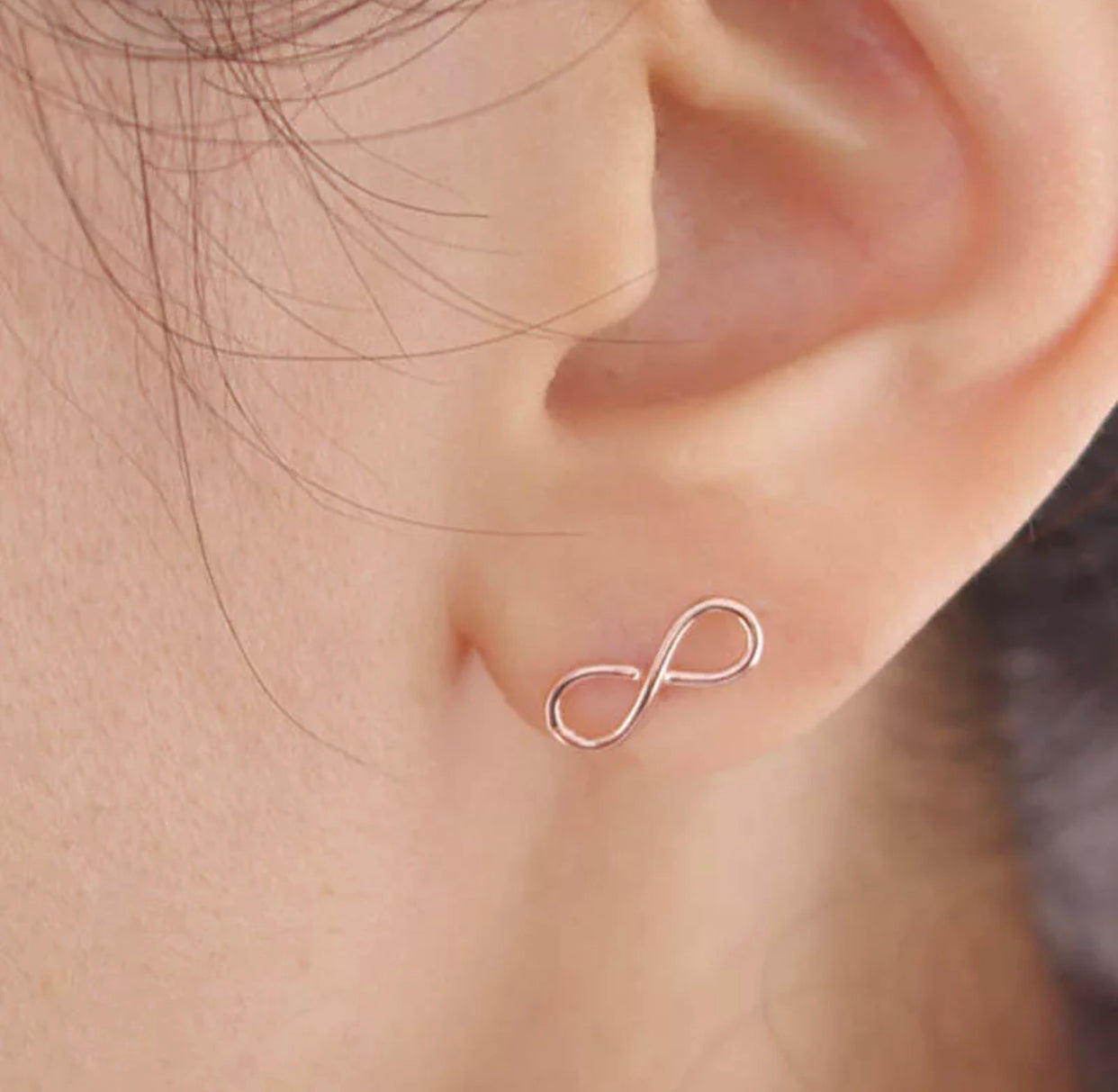 Metal Stud Earrings - Infinity