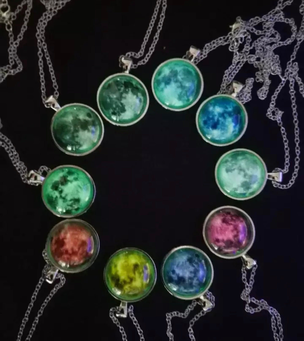 Necklace - Glow In The Dark Moon - 12mm