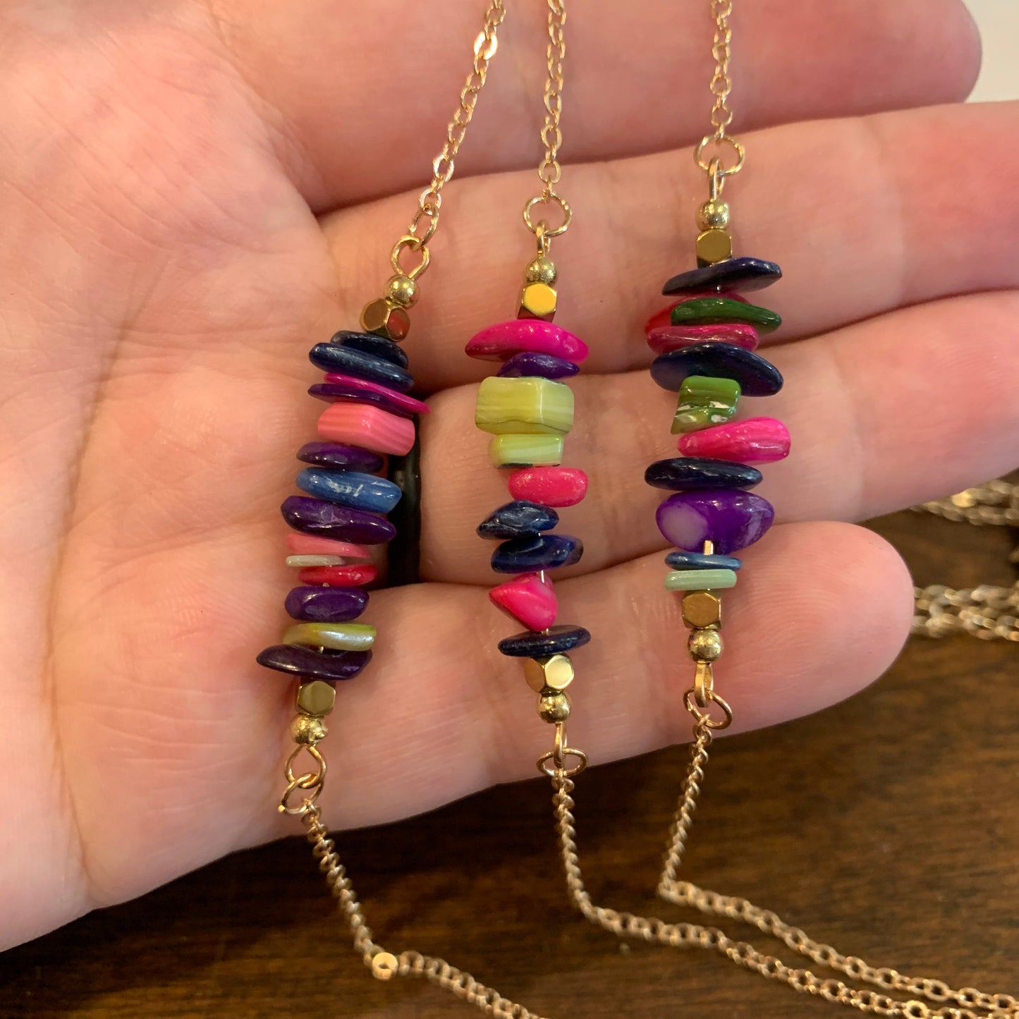 Necklace - Stone Bar Multi Color