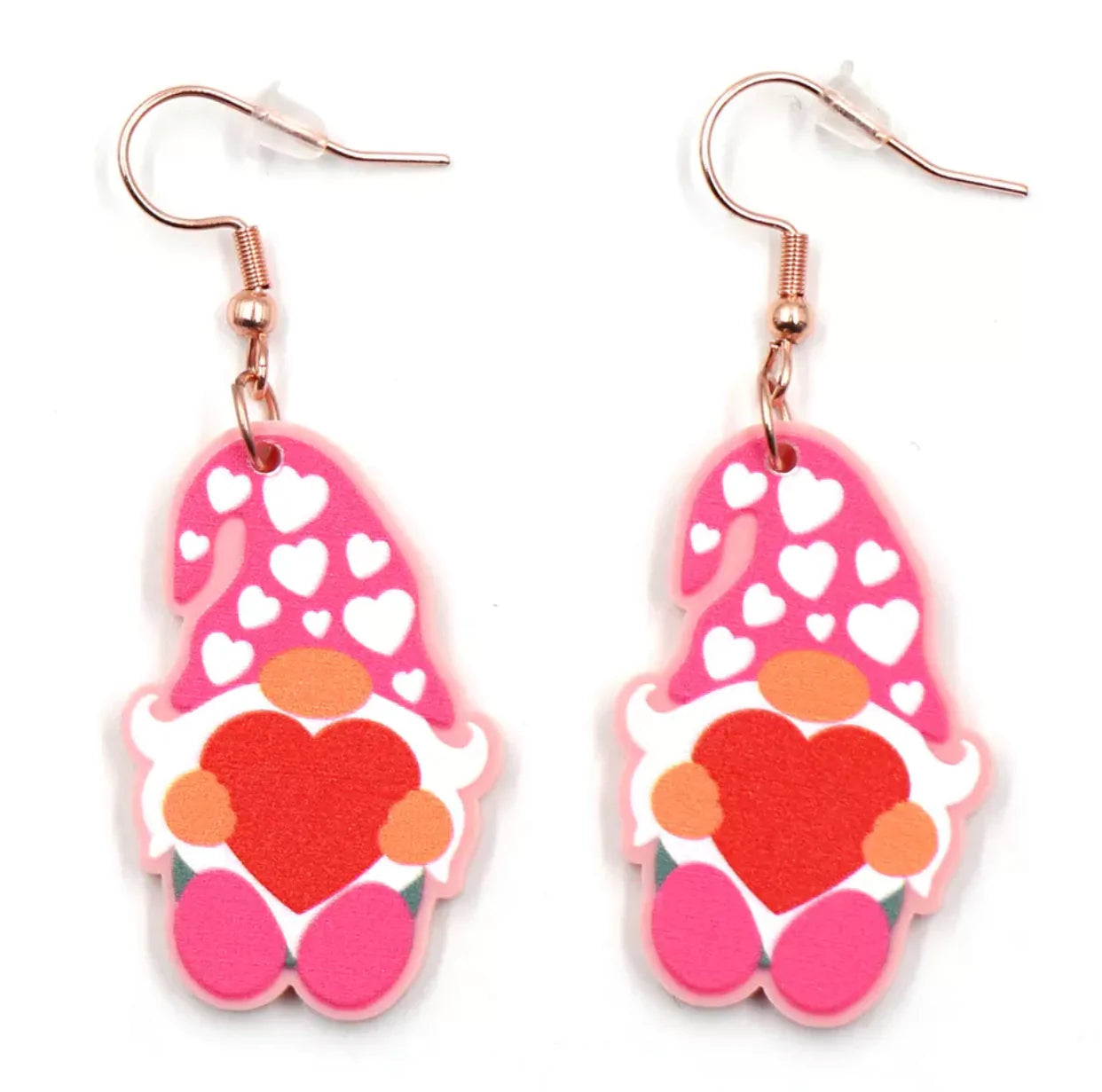 Acrylic Dangle Earrings - Heart Gnome