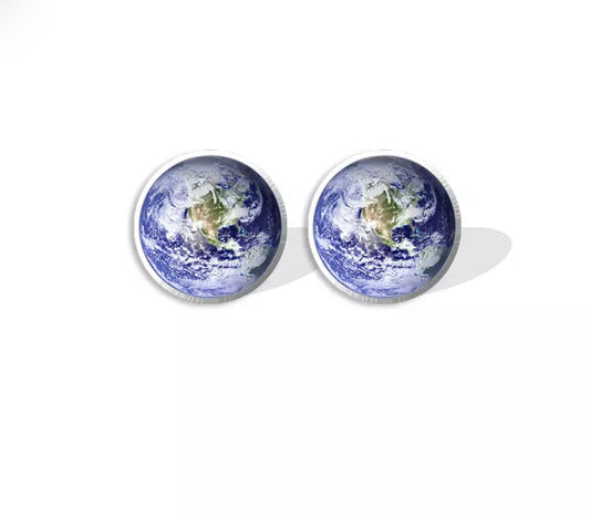 Acrylic Stud Earrings - Realistic Earth