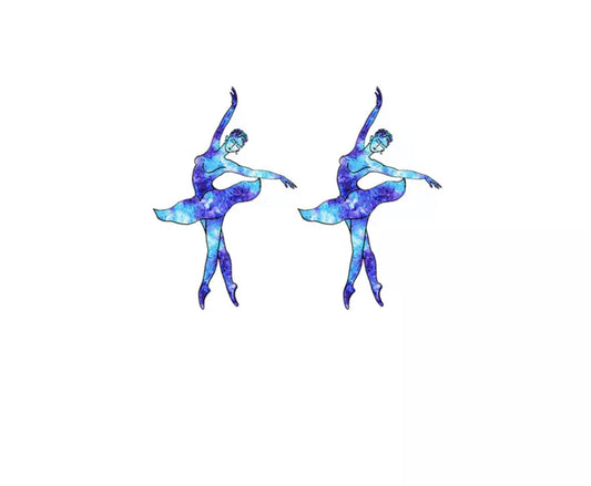 Acrylic Stud Earrings - Blue Tie Dye Dancer
