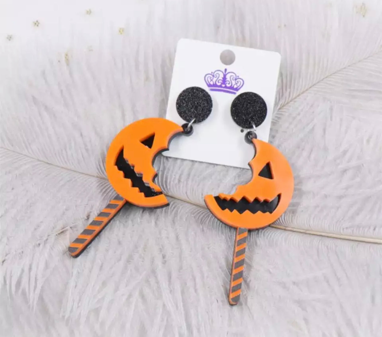 Pumpkin Lollipop Stud Dangles - Halloween