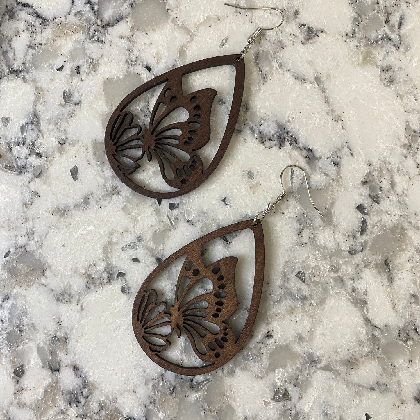 Wooden Teardrop Cutout - Butterfly